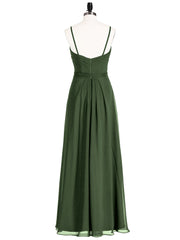 Bretelles Spaghetti Mousseline Robe avec Col en Cœur Olive Verte Grande Taille