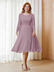 Robe de A-ligne en Mousseline à Manches Longues avec Veste Dusk Grande Taille