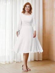 Robe de A-ligne en Mousseline à Manches Longues avec Veste Ivoire Grande Taille