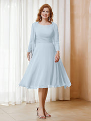 Robe de A-ligne en Mousseline à Manches Longues avec Veste Brume