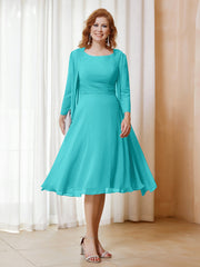 Robe de A-ligne en Mousseline à Manches Longues avec Veste Piscine Grande Taille