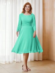 Robe de A-ligne en Mousseline à Manches Longues avec Veste Spa