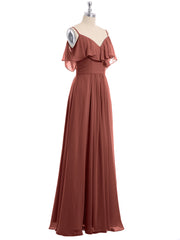 Hors De l'Épaule Spaghetti Bretelle Tenues De Demoiselle d'honneur terracotta Grande Taille