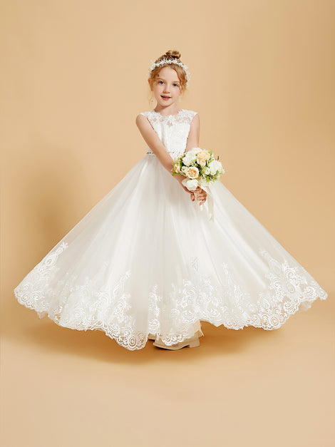 Robes De Fille En Satin À Fermeture Éclair Arrière Sans Manches
