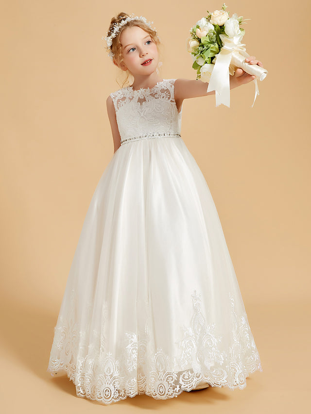 Robes De Fille En Satin À Fermeture Éclair Arrière Sans Manches main image 0