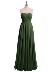 Sans Bretelles Longue Mousseline Robes De Demoiselle d'Honneur Olive Verte Grande Taille