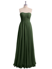 Sans Bretelles Longue Mousseline Robes De Demoiselle d'Honneur Olive Verte