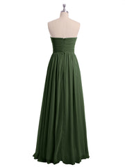 Sans Bretelles Longue Mousseline Robes De Demoiselle d'Honneur Olive Verte Grande Taille