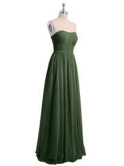 Sans Bretelles Longue Mousseline Robes De Demoiselle d'Honneur Olive Verte Grande Taille
