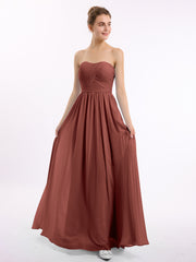 Sans Bretelles Longue Mousseline Robes De Demoiselle d'Honneur terracotta Grande Taille