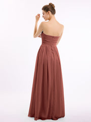 Sans Bretelles Longue Mousseline Robes De Demoiselle d'Honneur terracotta Grande Taille
