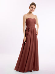 Sans Bretelles Longue Mousseline Robes De Demoiselle d'Honneur terracotta Grande Taille