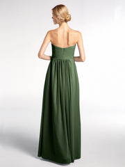 Robe Sans Bretelles Taille Empire en Mousseline avec Poches Olive Verte Grande Taille