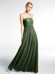 Robe Sans Bretelles Taille Empire en Mousseline avec Poches Olive Verte Grande Taille