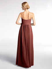 Robe Sans Bretelles Taille Empire en Mousseline avec Poches terracotta Grande Taille