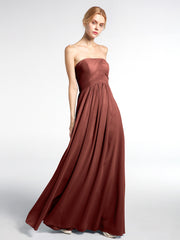 Robe Sans Bretelles Taille Empire en Mousseline avec Poches terracotta Grande Taille