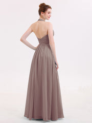 Licou Col en V Mousseline Robe Demoiselle d'honneur Dusk