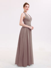 Licou Col en V Mousseline Robe Demoiselle d'honneur Dusk