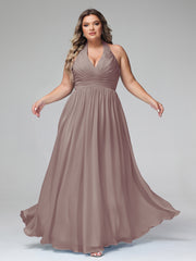Licou Col en V Mousseline Robe Demoiselle d'honneur Dusk