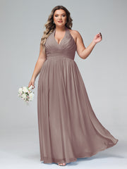 Licou Col en V Mousseline Robe Demoiselle d'honneur Dusk