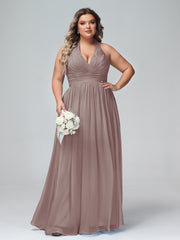 Licou Col en V Mousseline Robe Demoiselle d'honneur Dusk