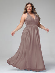 Licou Col en V Mousseline Robe Demoiselle d'honneur Dusk