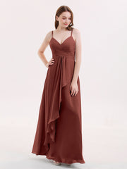 Mousseline Robe Demoiselle d'honneures avec Jupe Cascade terracotta