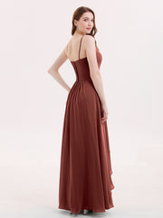 Mousseline Robe Demoiselle d'honneures avec Jupe Cascade terracotta Grande Taille