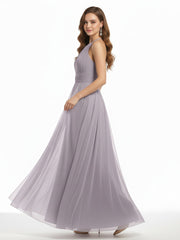 Illusion Col Croisé Taille Tulle Robes Dusk