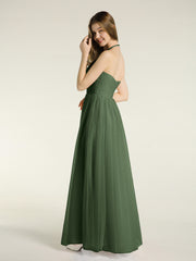 Illusion Col Croisé Taille Tulle Robes Olive Verte Grande Taille