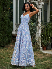 Robe Florale en A-ligne Appliquée en Dentelle à Col en V Sauge Poudrée Grande Taille