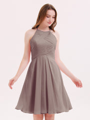 Short Mousseline Robe Demoiselle d'honneur avec Poche Dusk