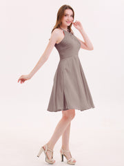 Short Mousseline Robe Demoiselle d'honneur avec Poche Dusk