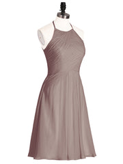 Short Mousseline Robe Demoiselle d'honneur avec Poche Dusk