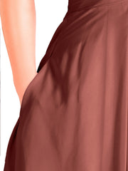 Short Mousseline Robe Demoiselle d'honneur avec Poche terracotta Grande Taille