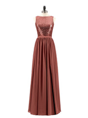Paillettes et Mousseline Robe avec Fente terracotta Grande Taille