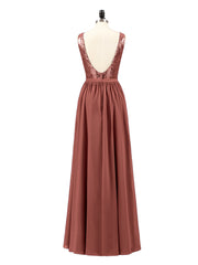 Paillettes et Mousseline Robe avec Fente terracotta Grande Taille