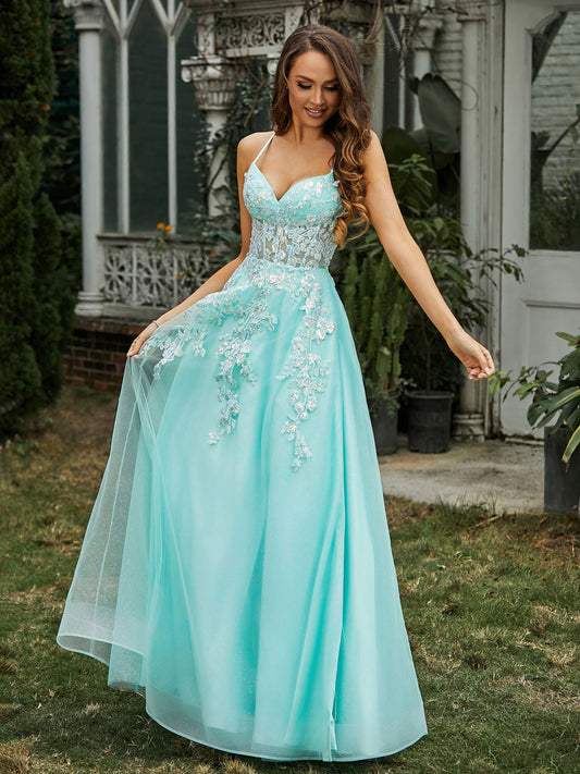 Robe Appliquée et Perlée avec Col en Cœur Plum Grande Taille