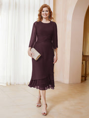 Robe en Mousseline Longueur de Mollet avec Veste Cabernet