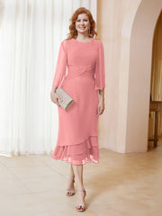 Robe en Mousseline Longueur de Mollet avec Veste Flamant