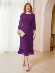 Robe en Mousseline Longueur de Mollet avec Veste Raisin Grande Taille