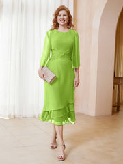 Robe en Mousseline Longueur de Mollet avec Veste Vert Citron Grande Taille