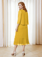 Robe en Mousseline Longueur de Mollet avec Veste Souci