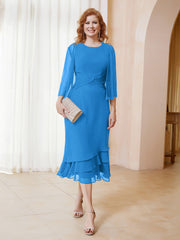 Robe en Mousseline Longueur de Mollet avec Veste Bleu Océan