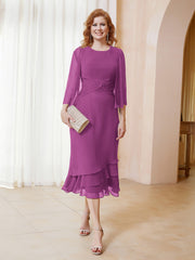 Robe en Mousseline Longueur de Mollet avec Veste Orchidee