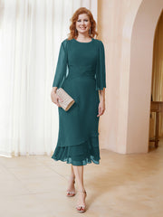 Robe en Mousseline Longueur de Mollet avec Veste Paon
