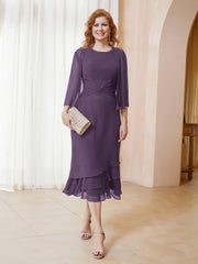 Robe en Mousseline Longueur de Mollet avec Veste Plum Grande Taille