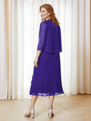 Robe en Mousseline Longueur de Mollet avec Veste Régence