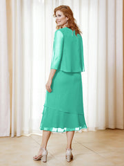 Robe en Mousseline Longueur de Mollet avec Veste Spa Grande Taille