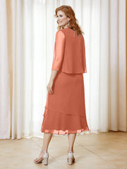 Robe en Mousseline Longueur de Mollet avec Veste Crépuscule